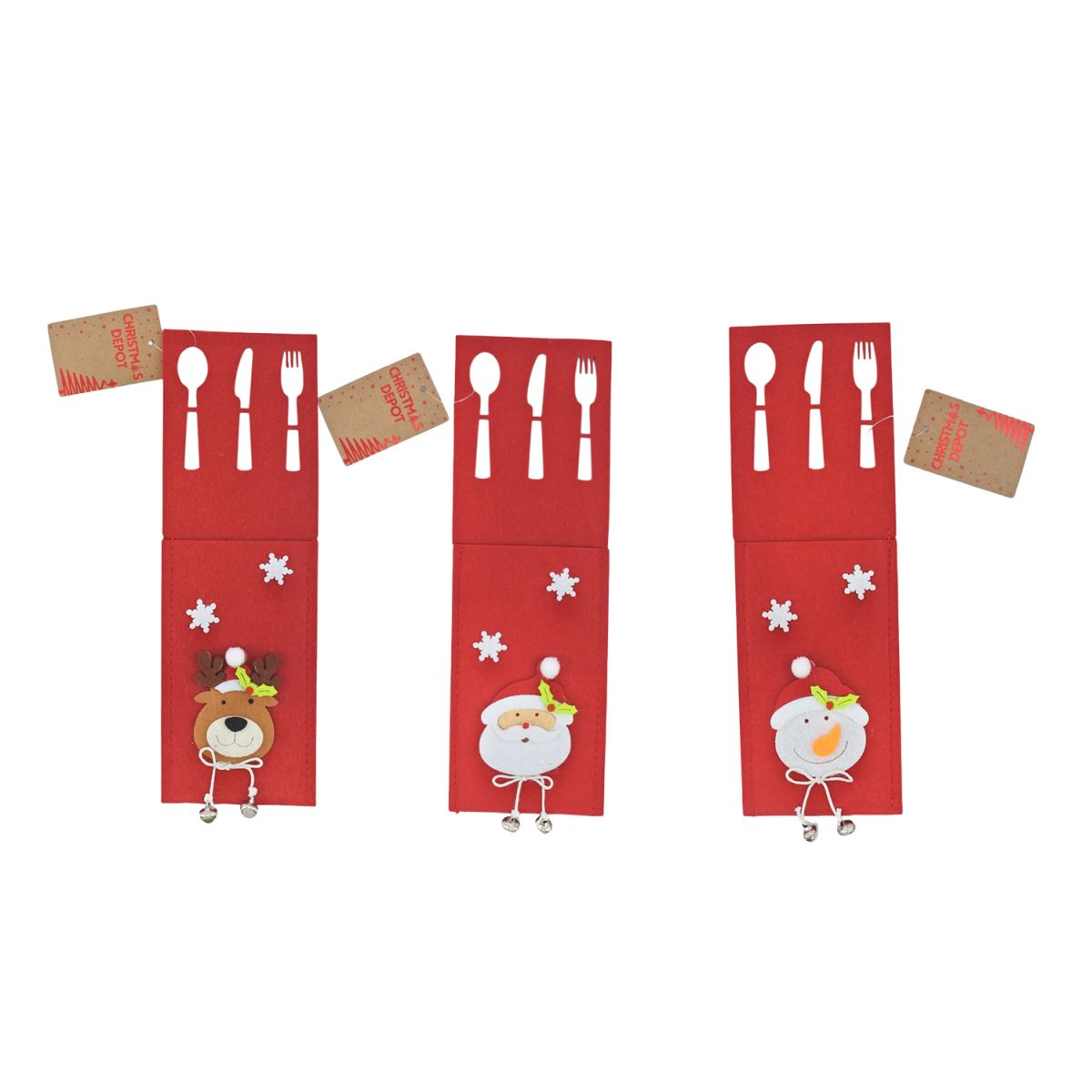 Christmas Felt Tableware Holder 15 x 8cm - Assorted
