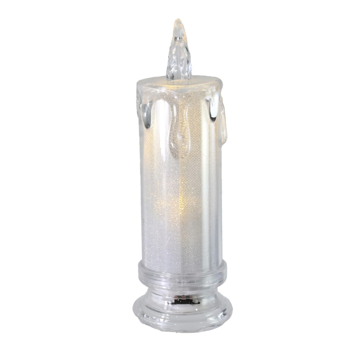 LED Clear Glitter Effect Candle 18cm