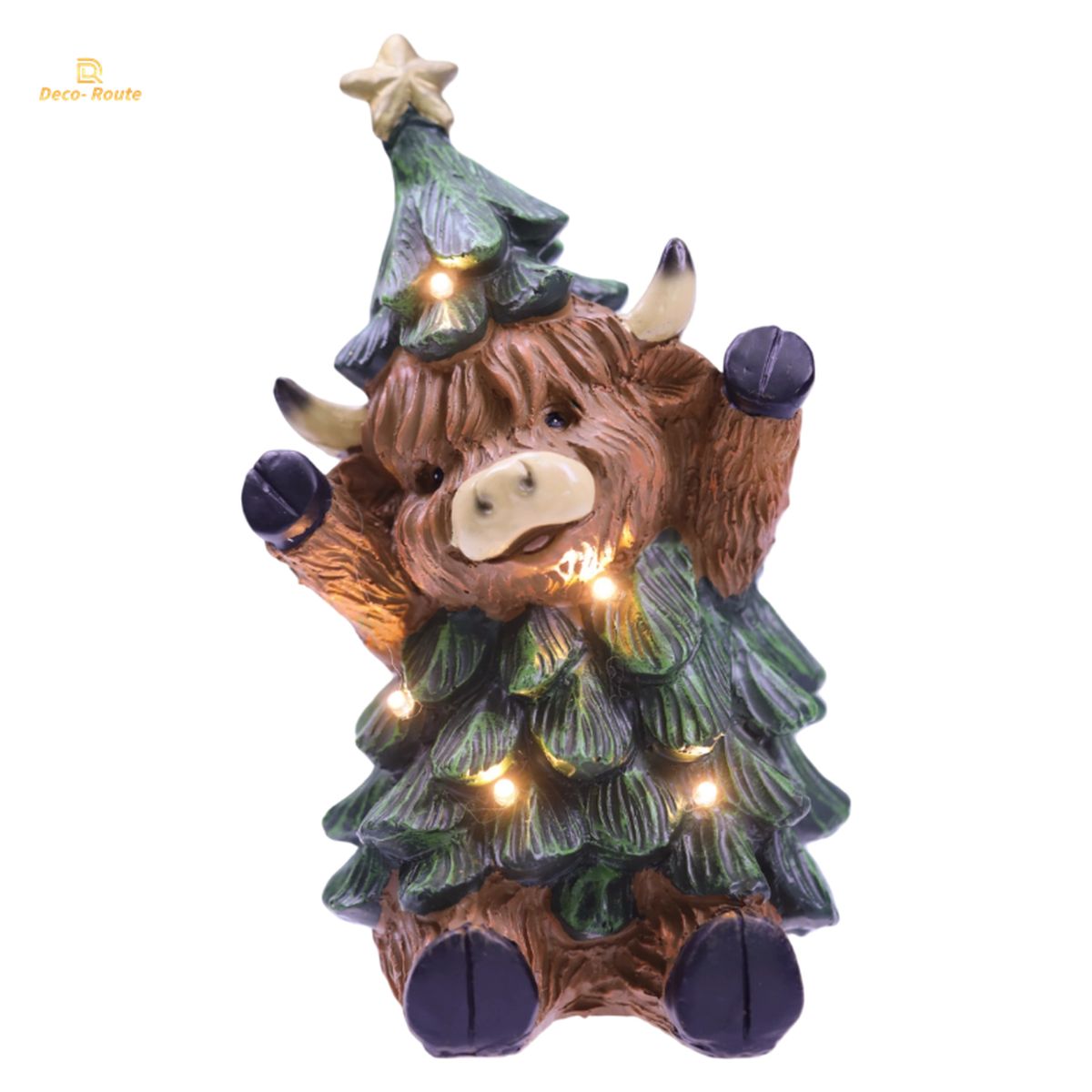 Highland Cow Christmas Tree Ornament with LED 14 x 14.5 x 23.5cm