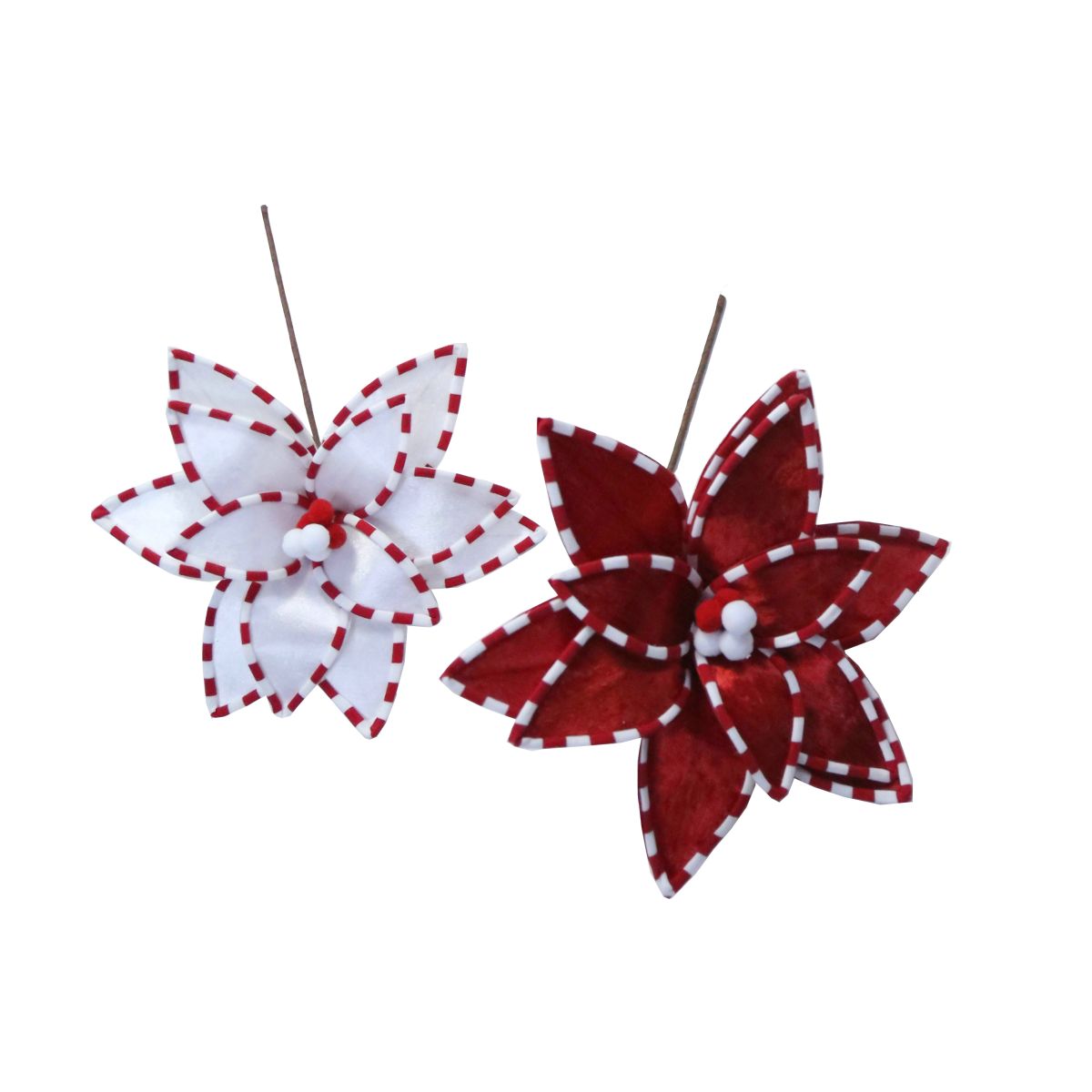 Christmas Flower Pick 30cm - Assorted Red & White