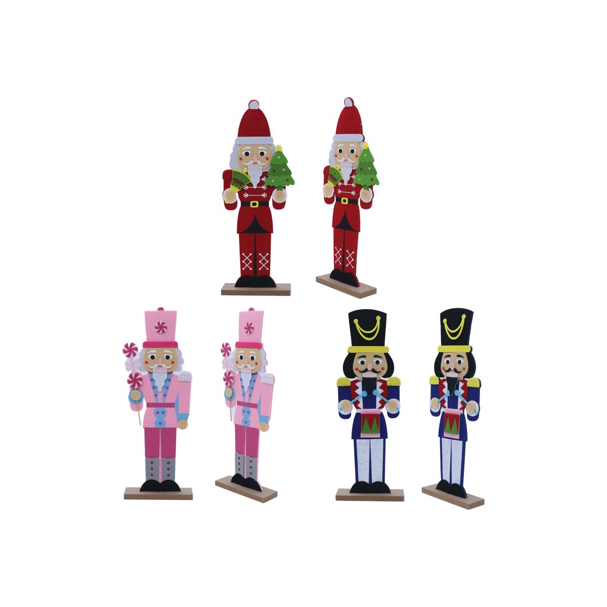 3 Pack Christmas Nutcracker Felt Decoration 41cm - Assorted