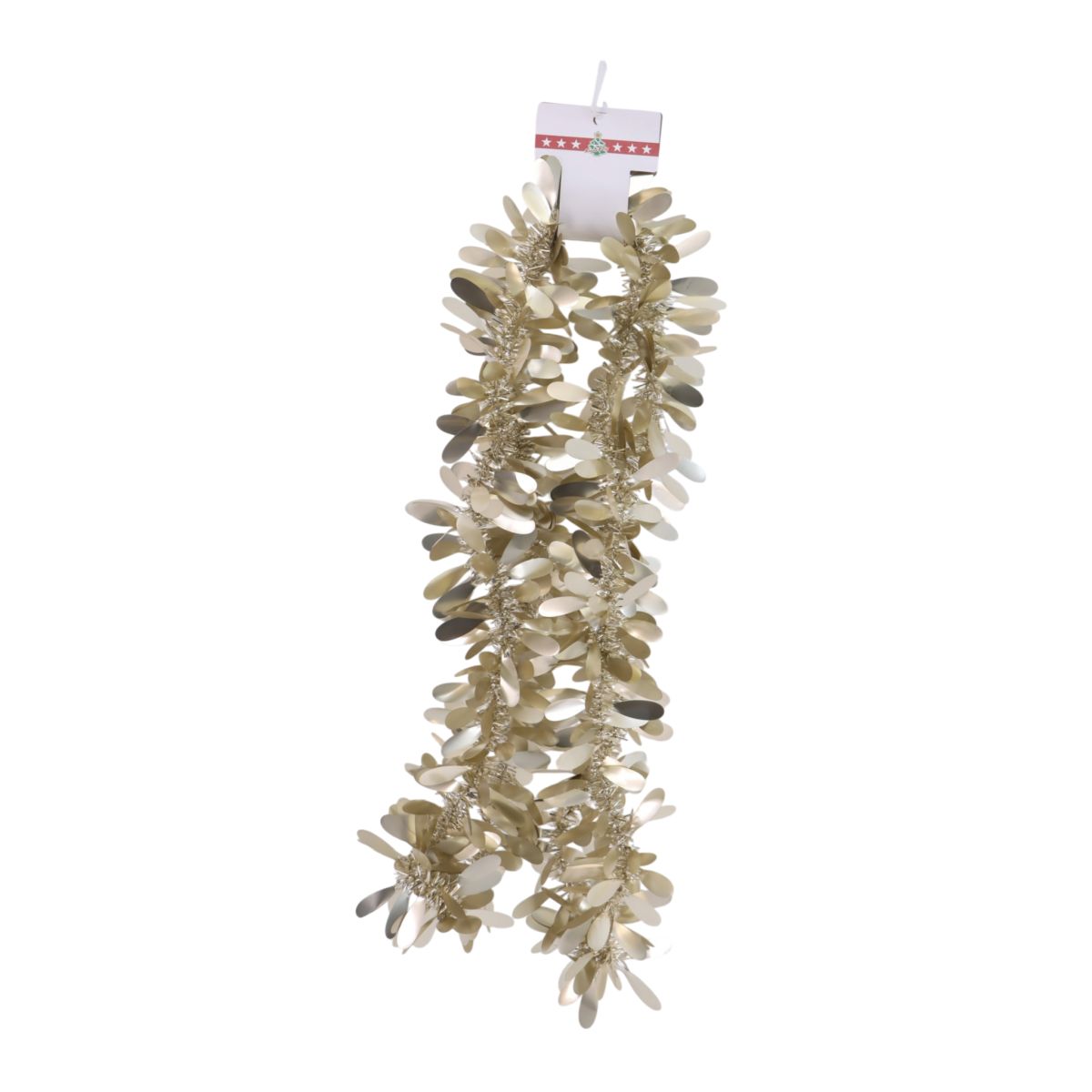 Christmas Tinsel Garland Matte Leaf 2.74m - Champagne
