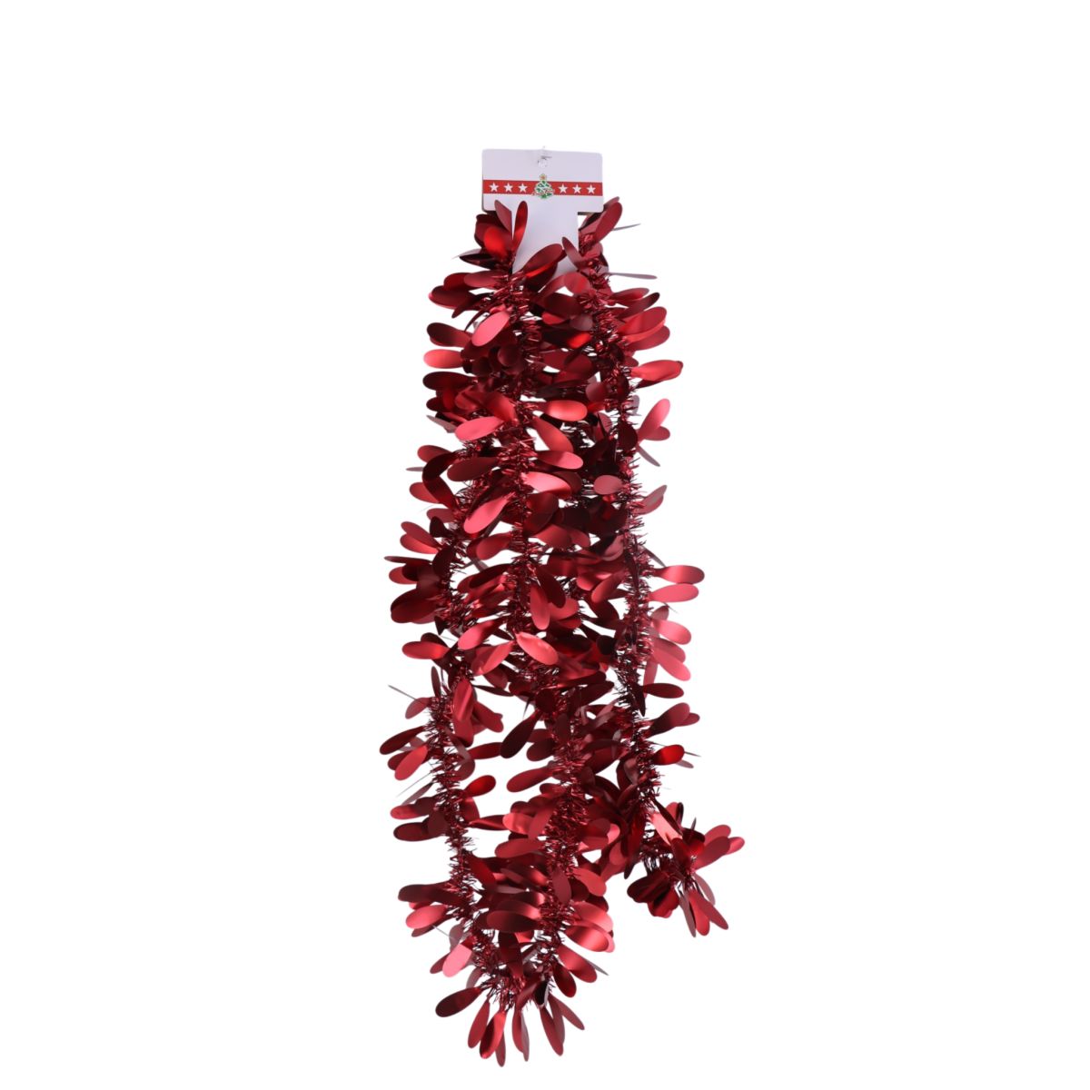 Christmas Tinsel Garland Matte Leaf 2.74m - Burgundy