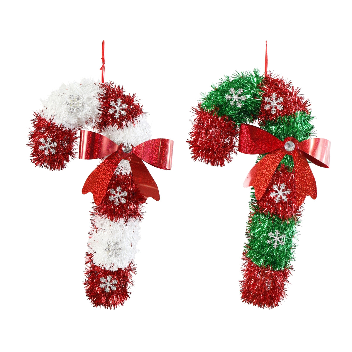 Tinsel Hanging Cane 2 Assorted