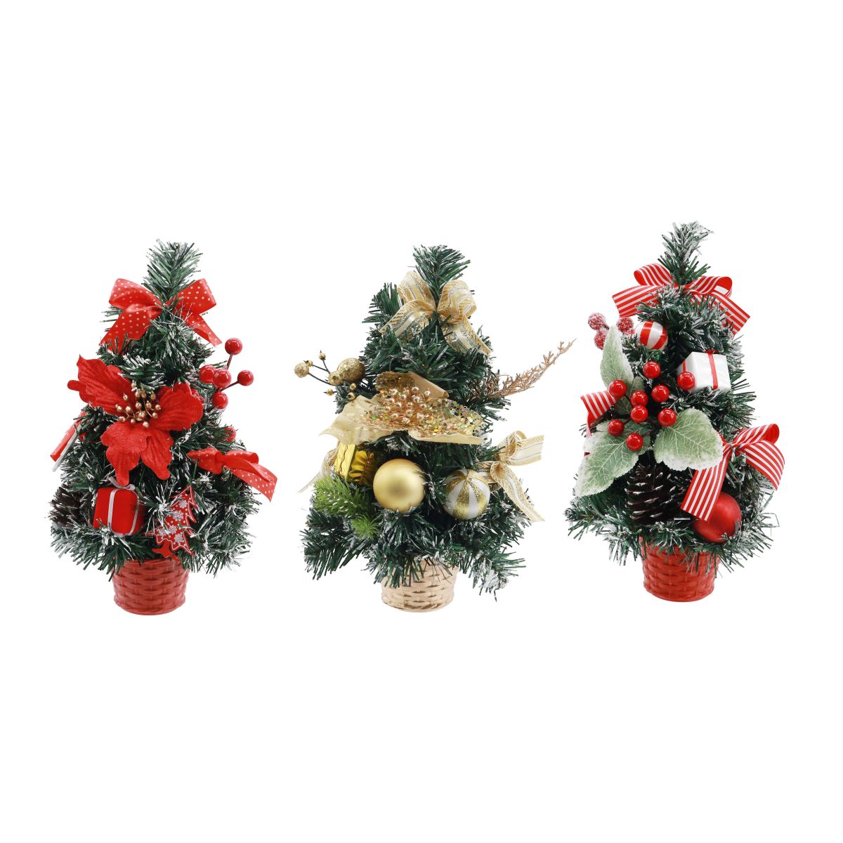 Decorated Table Christmas Tree in Basket 30cm - Assorted