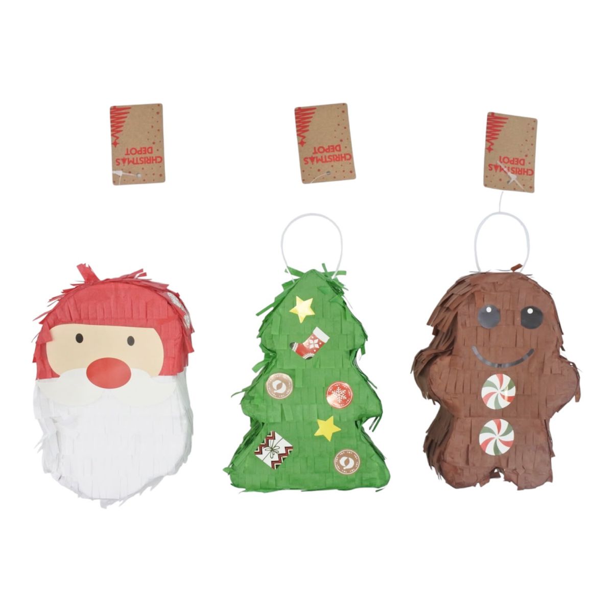 3 Pack Mini Christmas Pinatas 11 x 16 x 4cm - Assorted