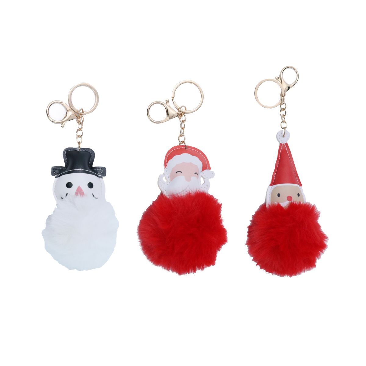 Christmas Pom Pom Character Keyring - Assorted