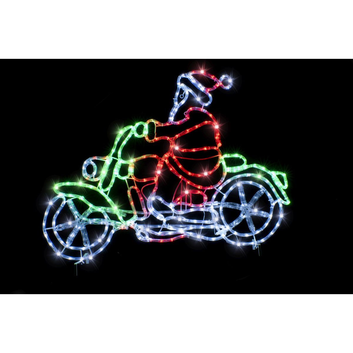 Flashing Ropelight Motorbike Santa