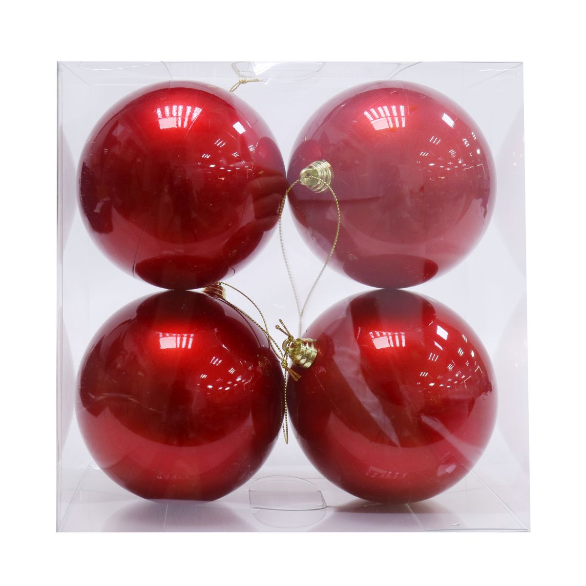 4 Pack UV Stable Outdoor Christmas Baubles 10cm - Red