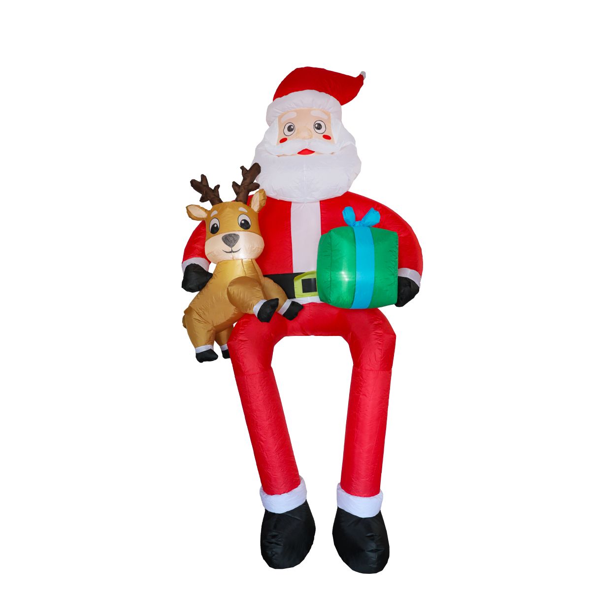 Inflatable Santa Roof Sitter with Present and Deer 150 x 90 x 290cm