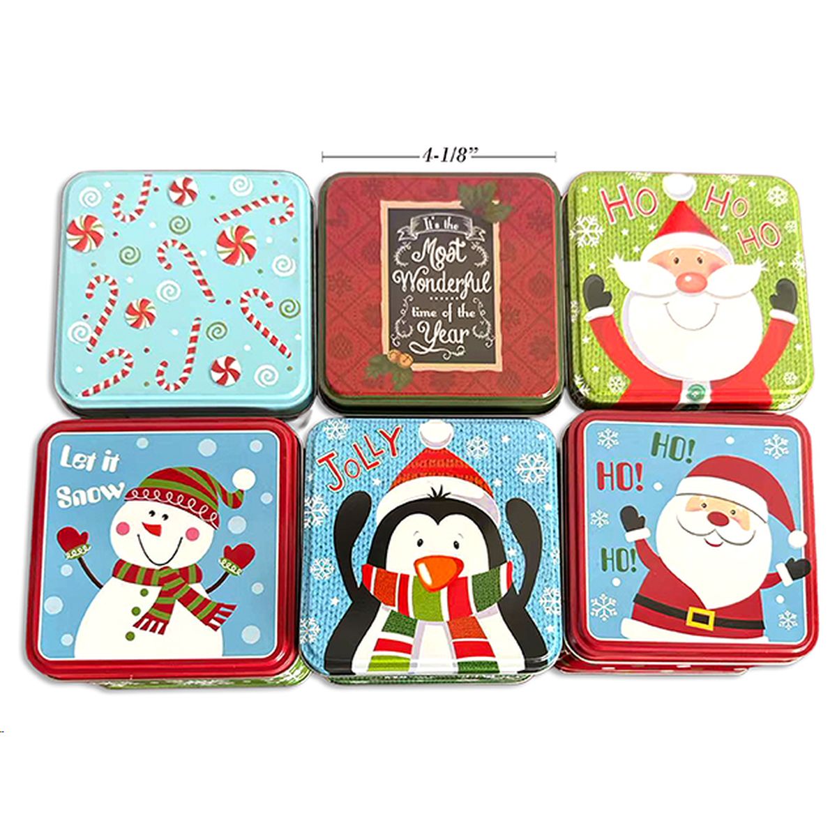 Square Christmas Cookie Tin - Assorted Designs