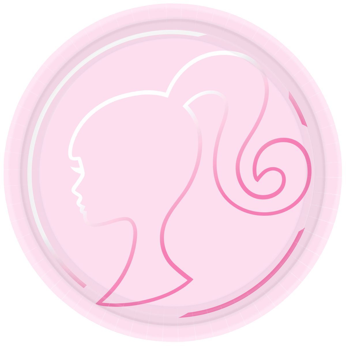 8 Pack Barbie Round Paper Plates 23cm - Pink