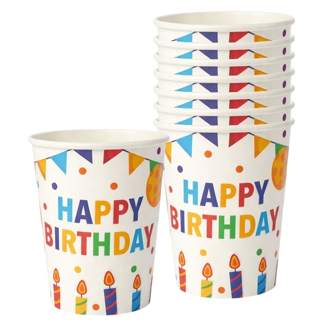 Happy Birthday Paper Cups - Pk 8