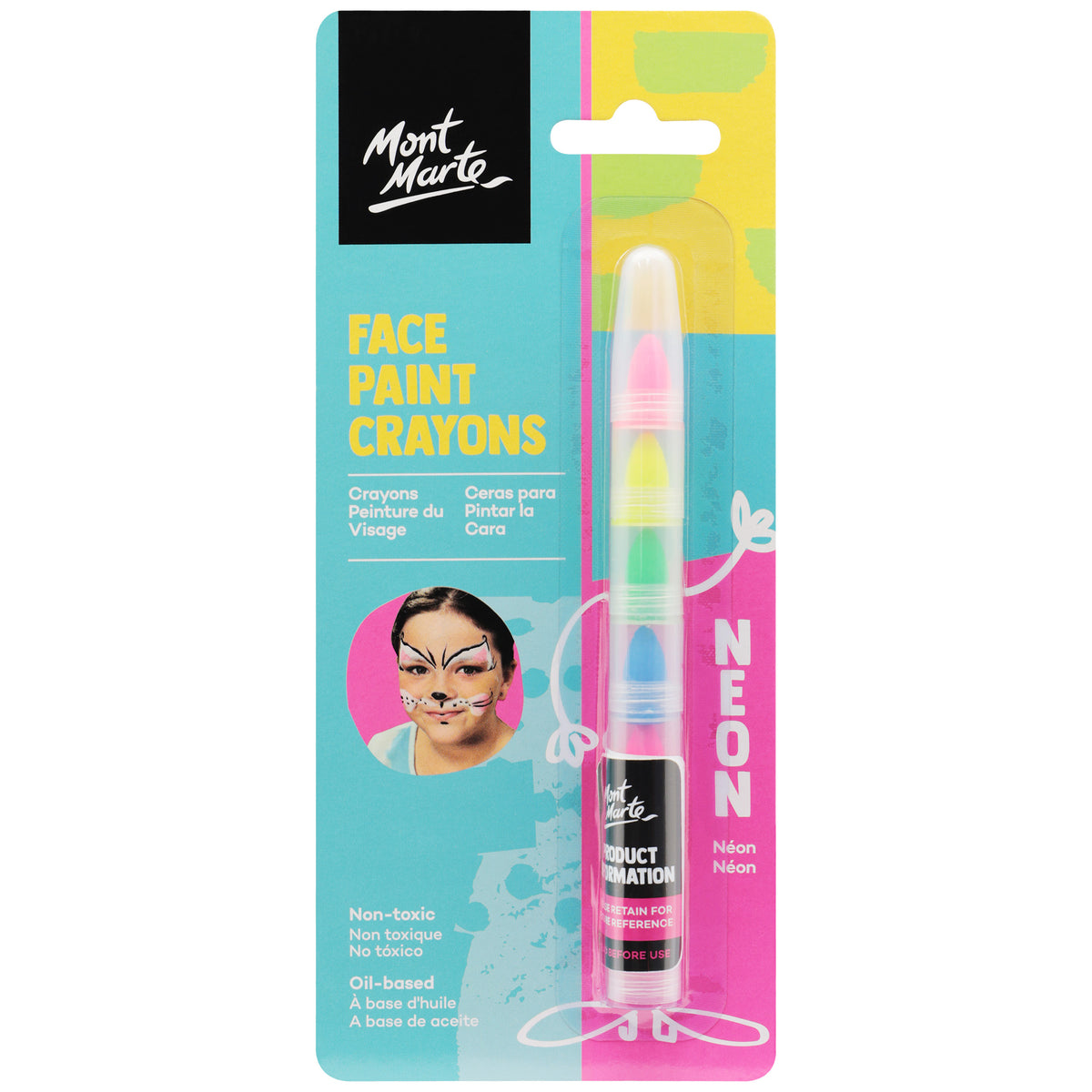 Face Paint Crayons Neon - Mont Marte