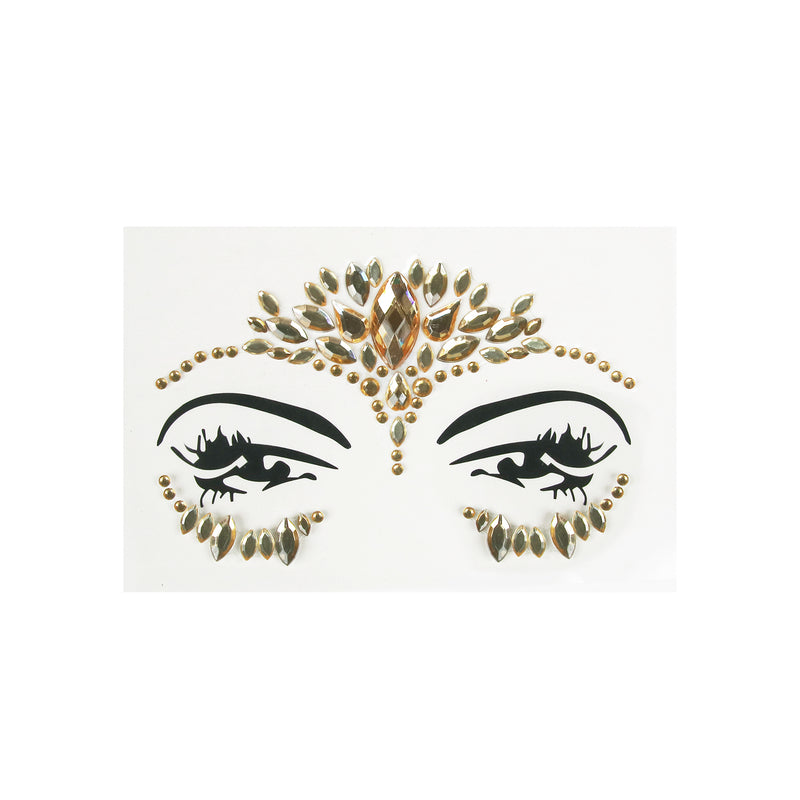 Gold Stick-On Face Jewellery - PARTY PLANET