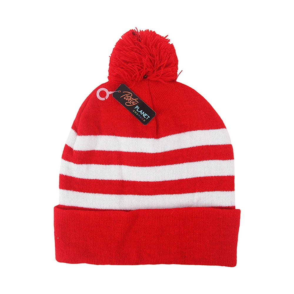 Red & White Striped Beanie