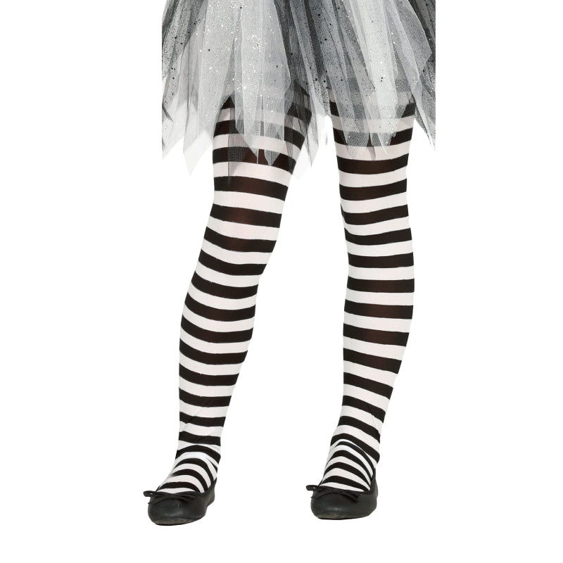 Kids Black & White Striped Stockings - PARTY PLANET