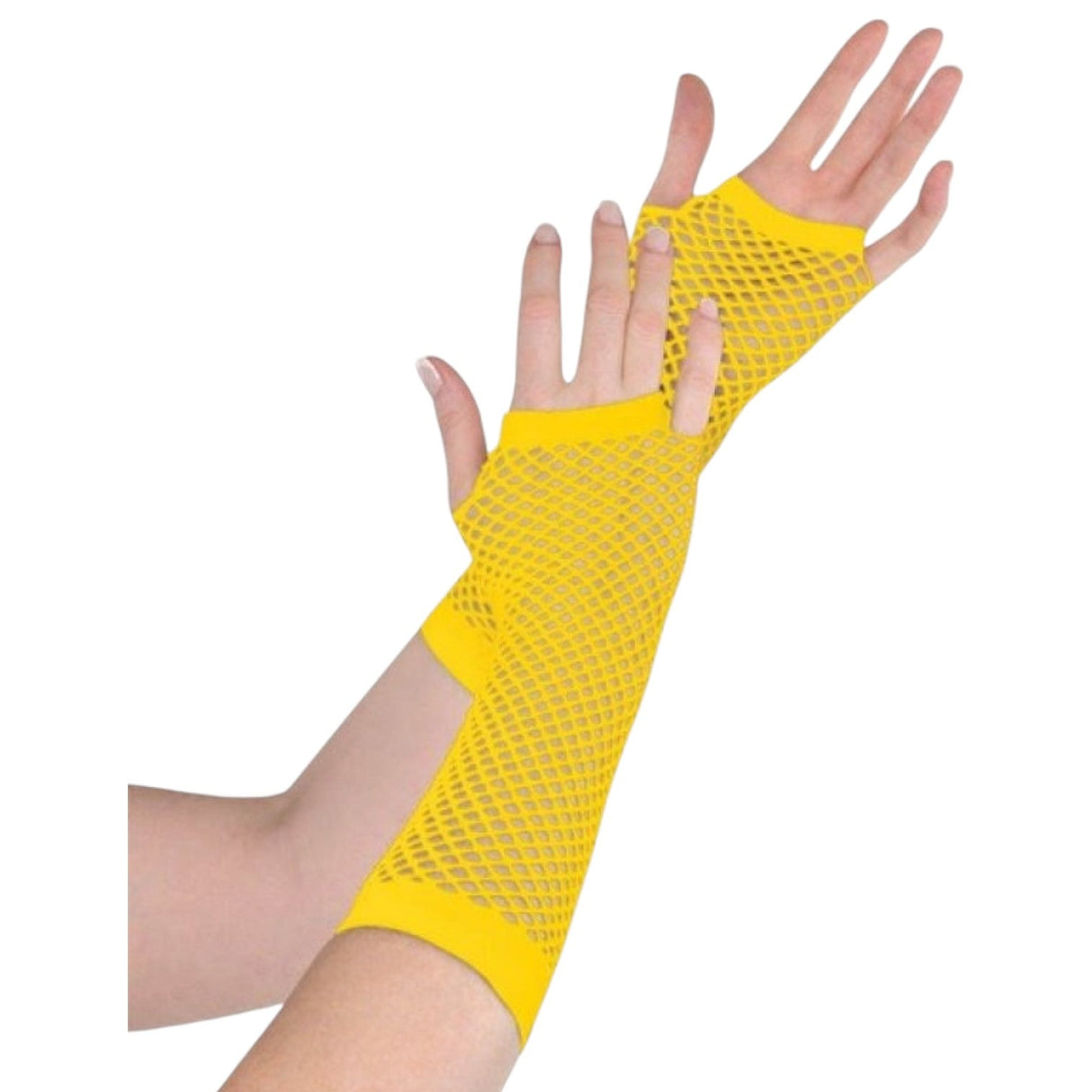 Long Fishnet Gloves Yellow