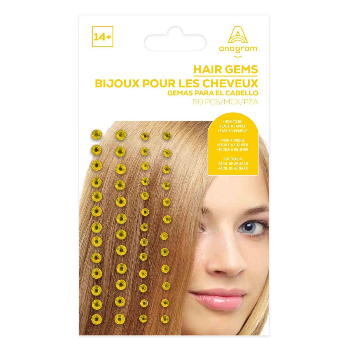 50 Pack Hair Gems - Sunshine Yellow