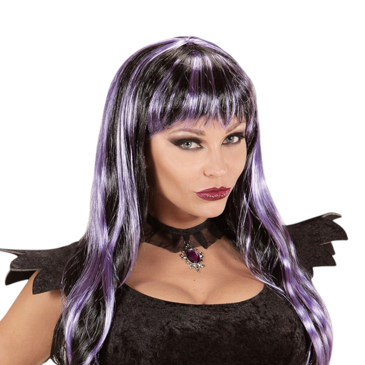 Purple Streak Vampiress Wig