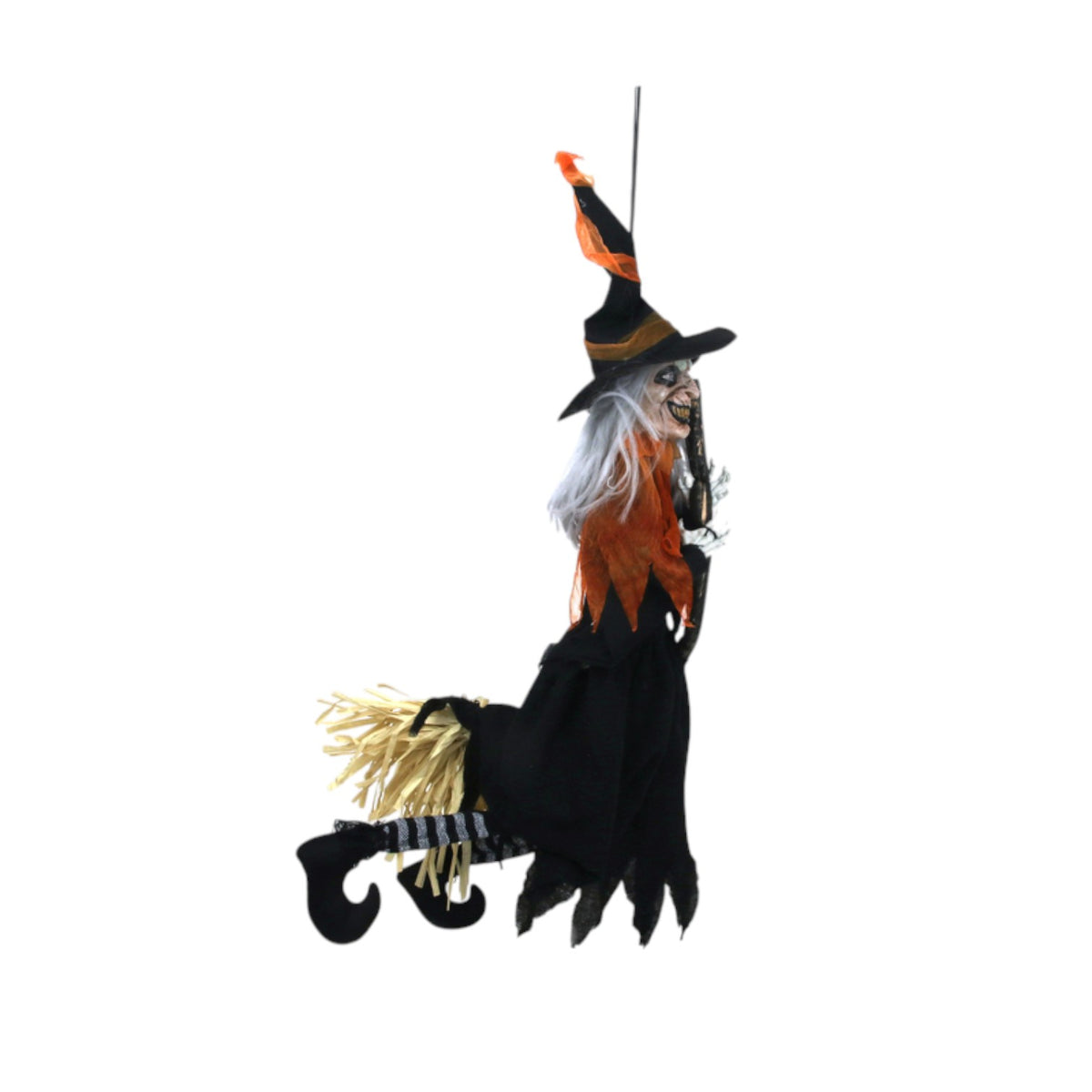 Animated Witch on Broom - 70cm