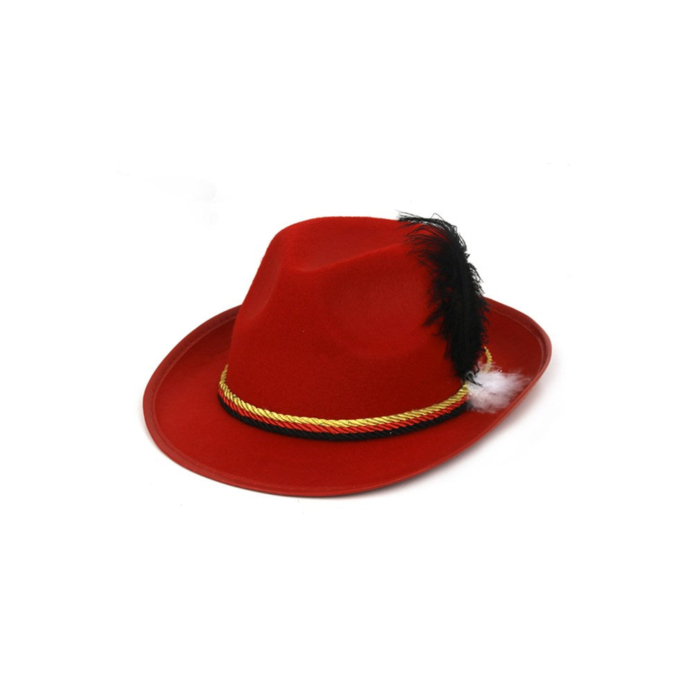 Red Fedora with Feather