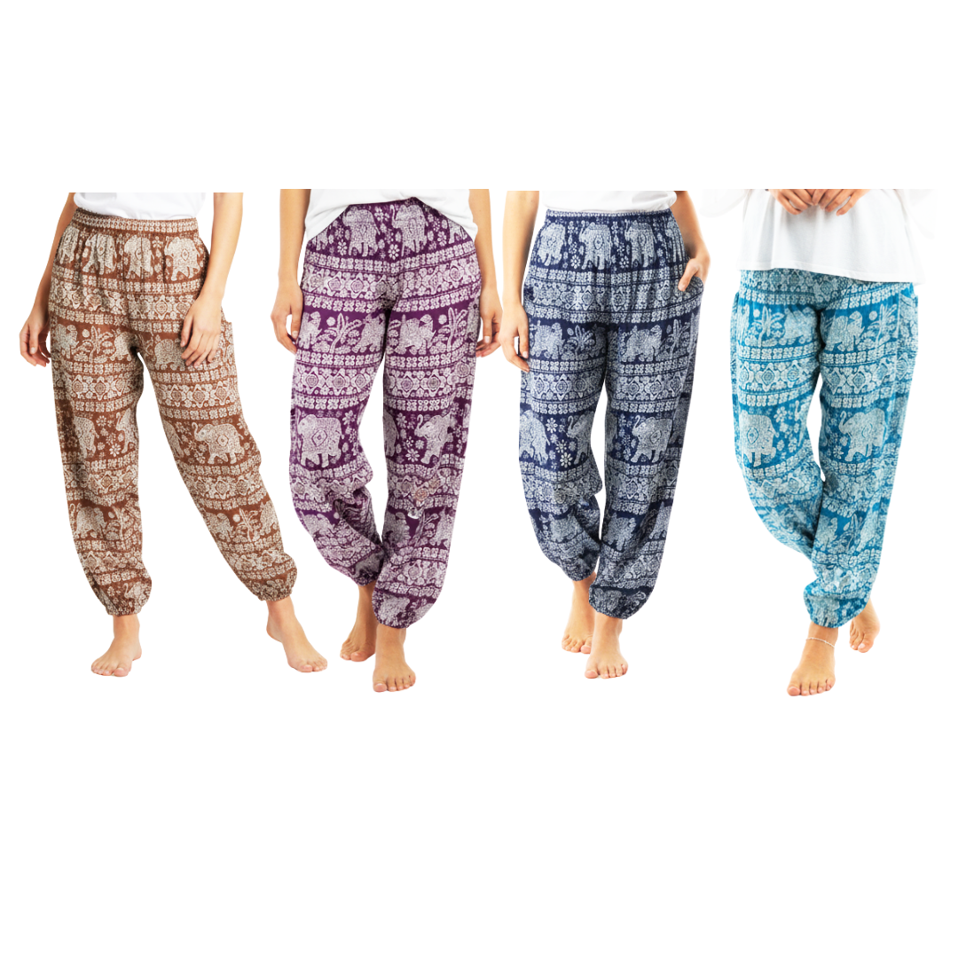 Summer Elephant Print Pants
