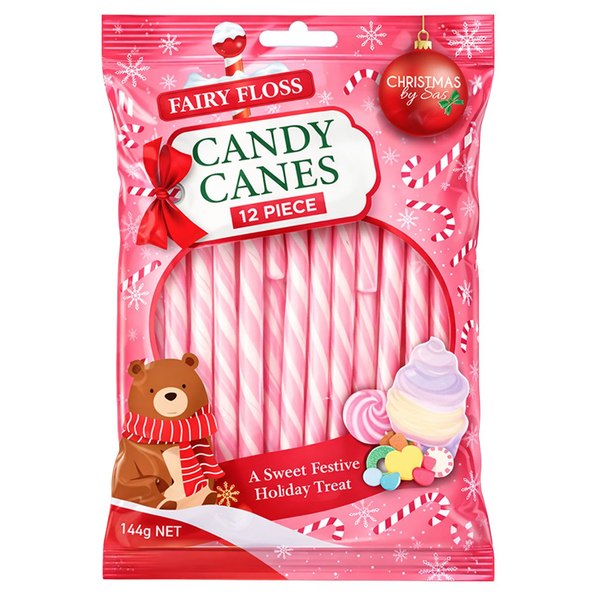 12 Pack Fairy Floss Flavour Candy Canes