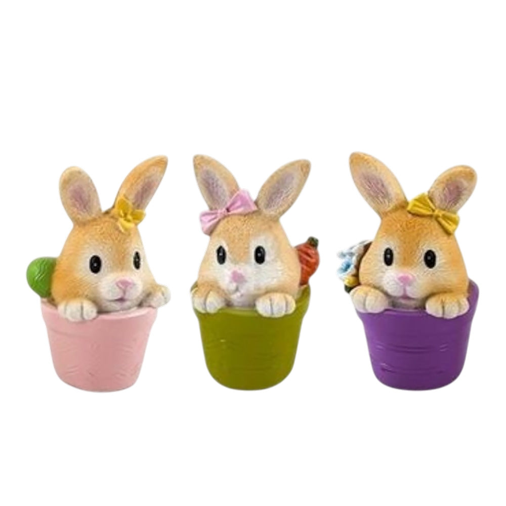 Rabbit Decorative Plant Pot 11cm – Assorted 3 Designs