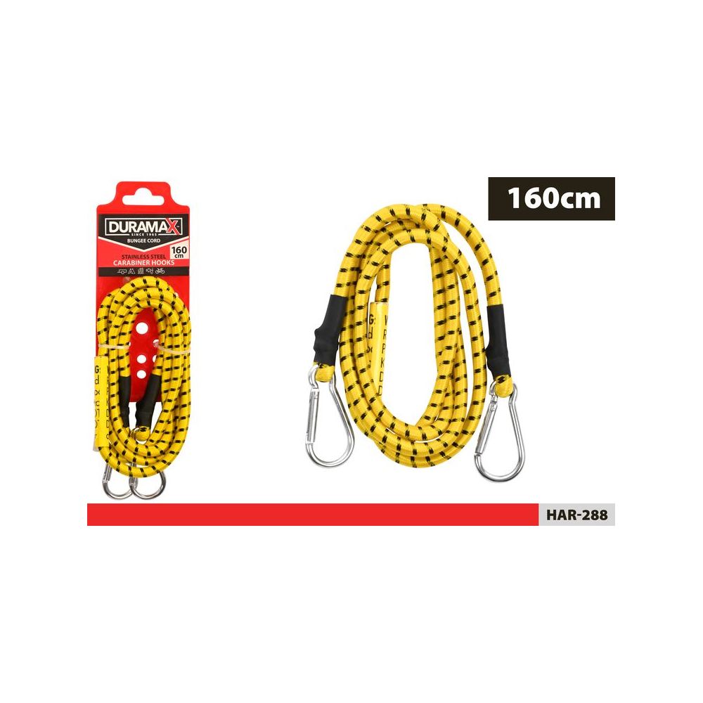 Heavy Duty Bungee Cord with Carabiner Hook 160cm