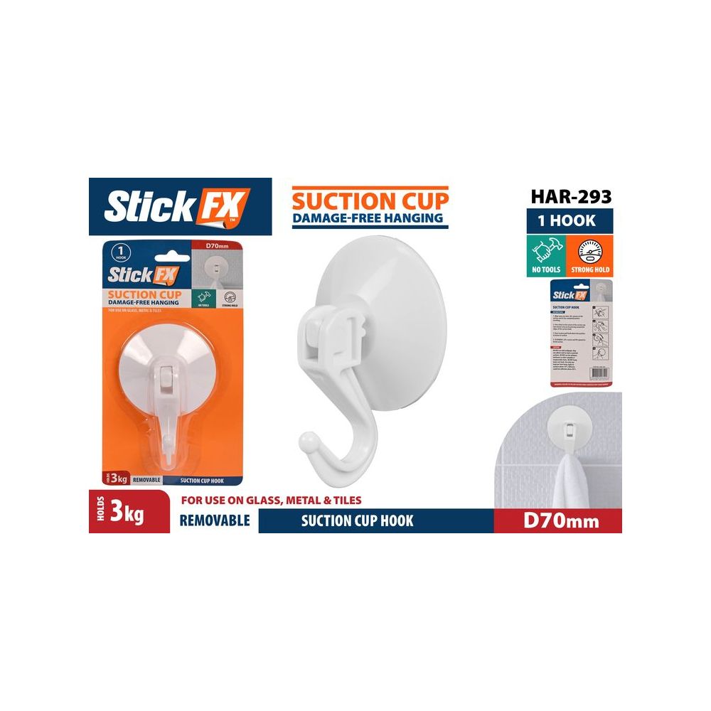 Large Suction Hook 10x7cm - White
