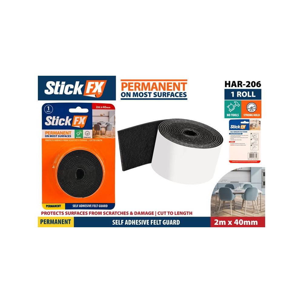 Self-Adhesive Felt Guard Roll 1.5mm x 40mm x 2m