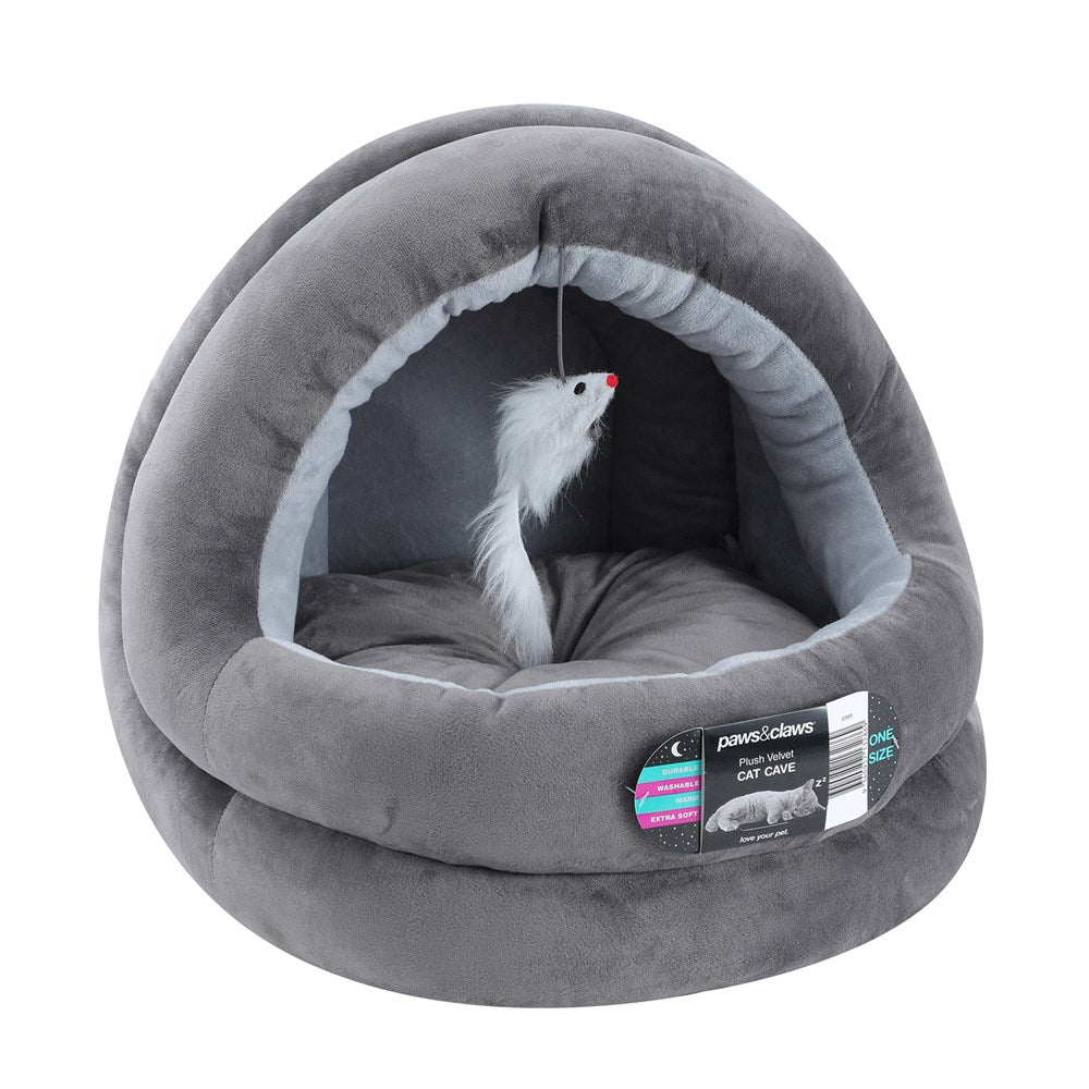 Velvet Cat Cave Bed 42cm x 40cm x 38cm
