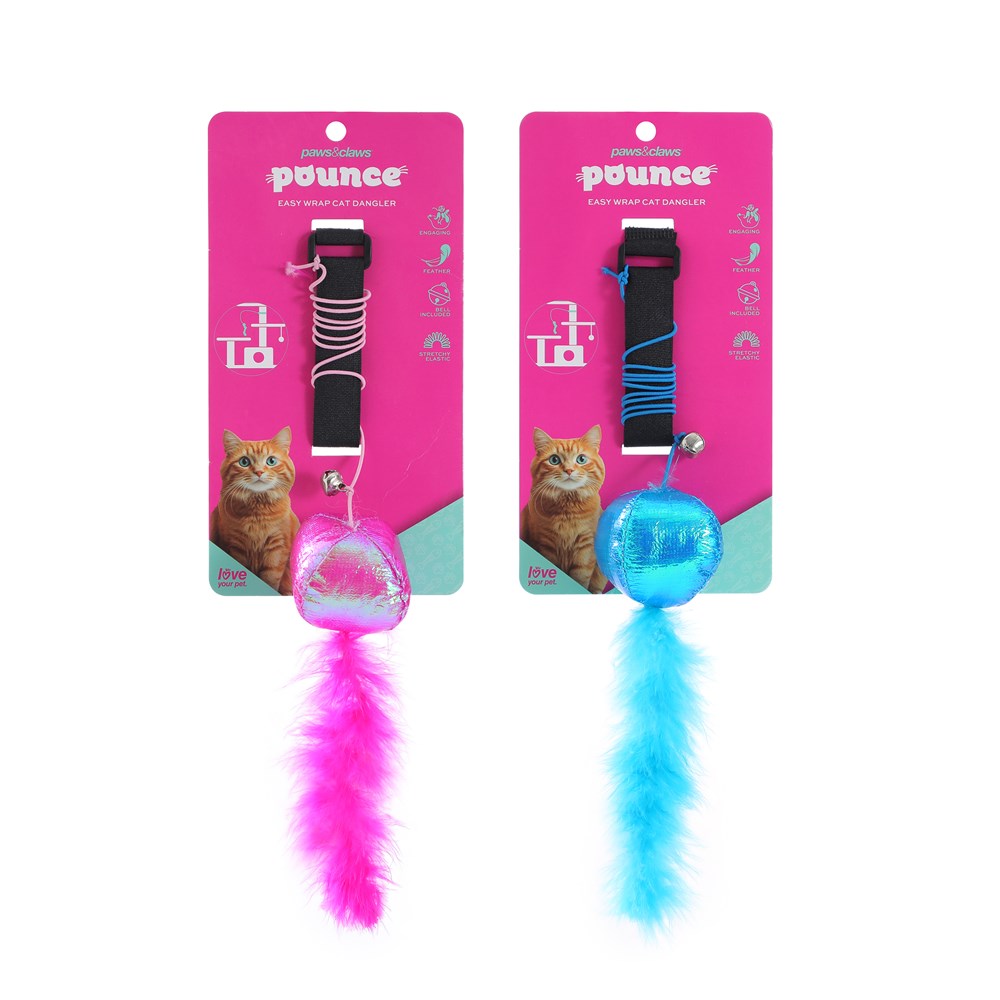 Pounce Easy Wrap Cat Dangler Toy 2 Assorted Colours 120cm