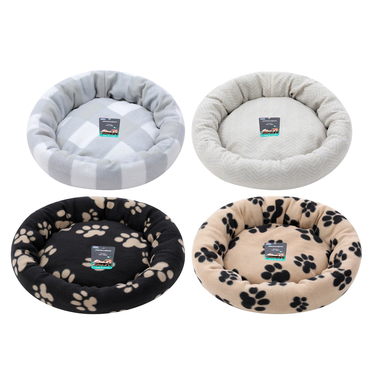 Round Fleece Pet Bed - Assorted