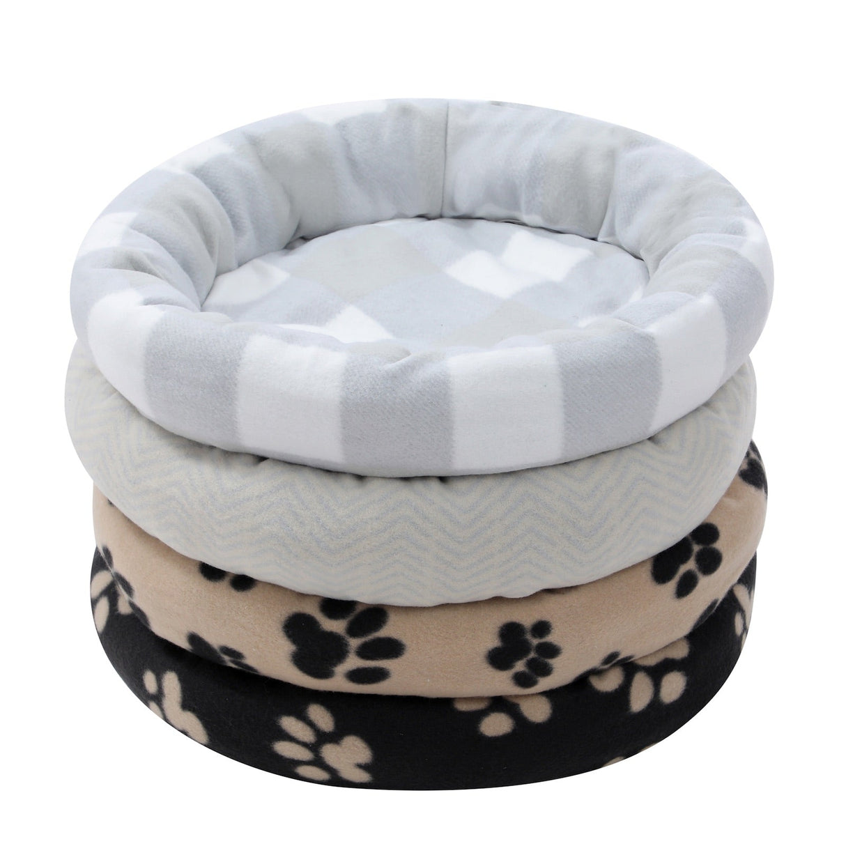 Round Fleece Pet Bed - Assorted
