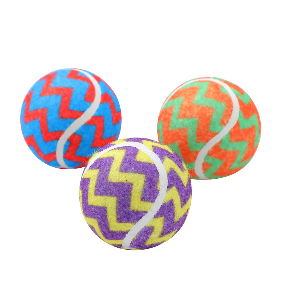 3 Pack Printed Tennis Ball Dog Toy 6cm