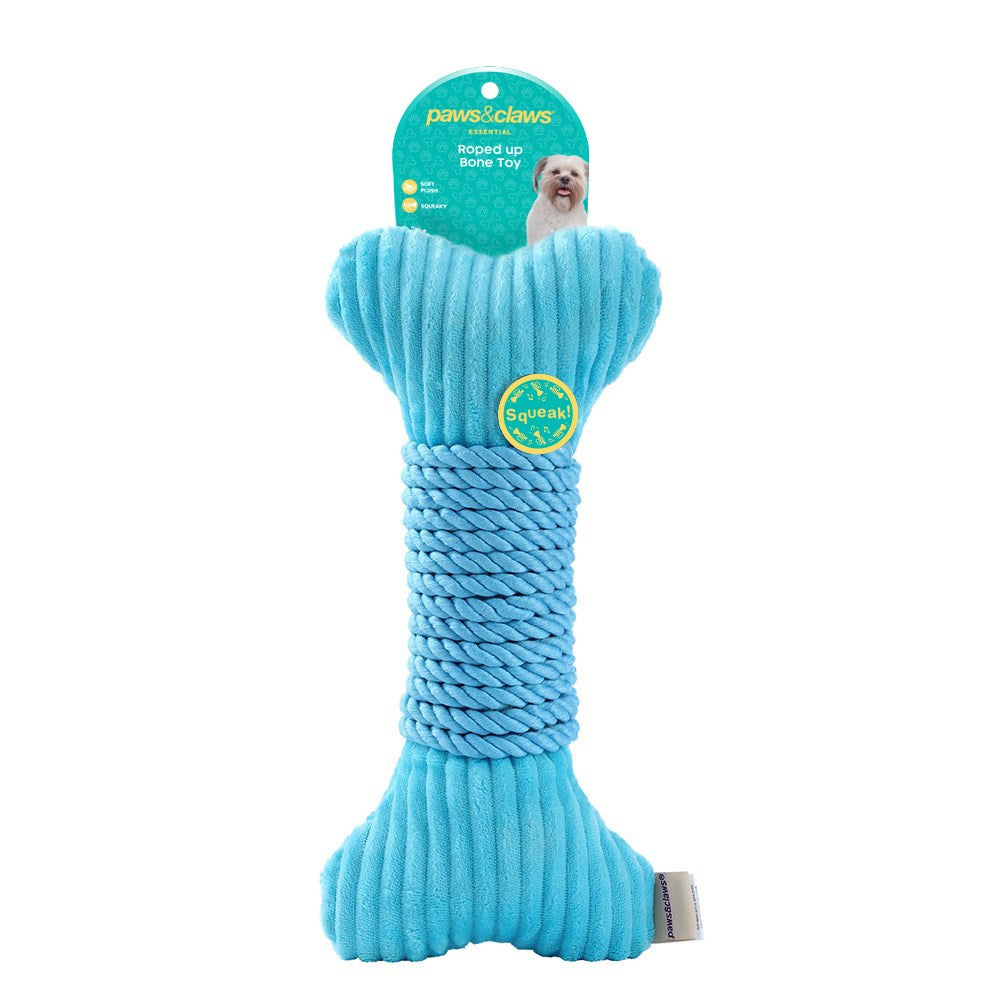 Plush Bone Dog Toy with Rope Wrap