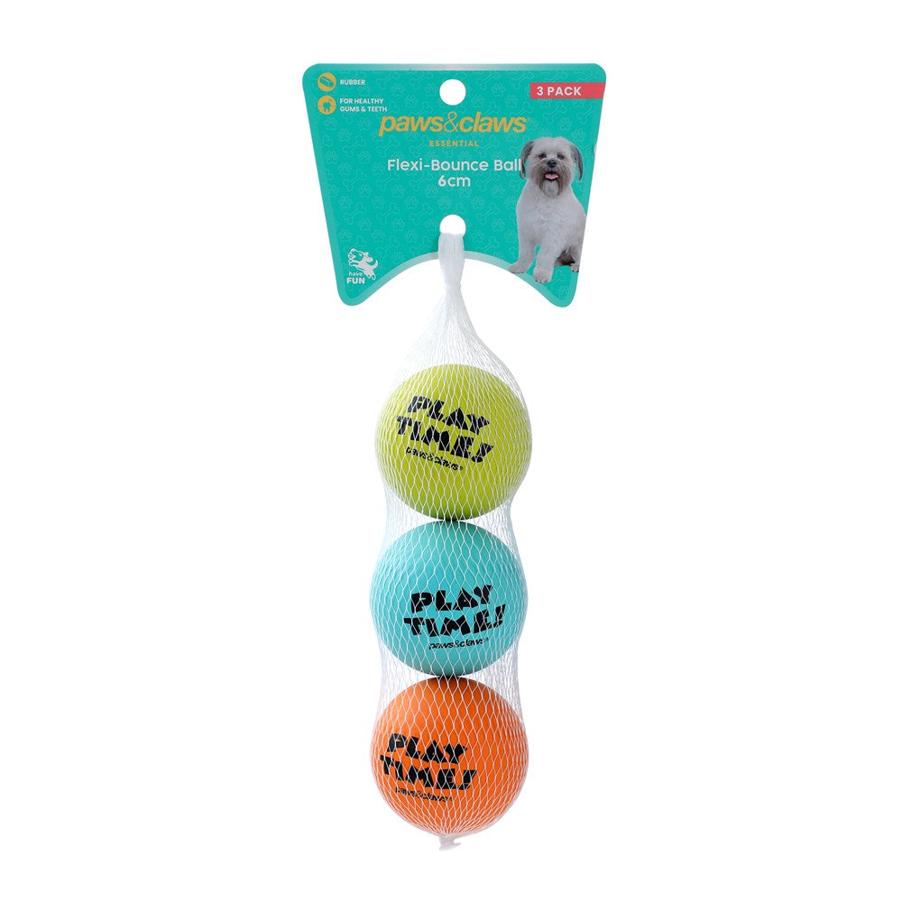 3 Pack Flexi-Bounce Ball Dog Toy 6cm