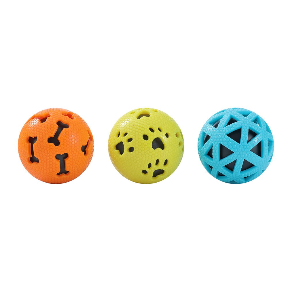 3 Pack Beef Scented Squeaker Dog Ball 7cm