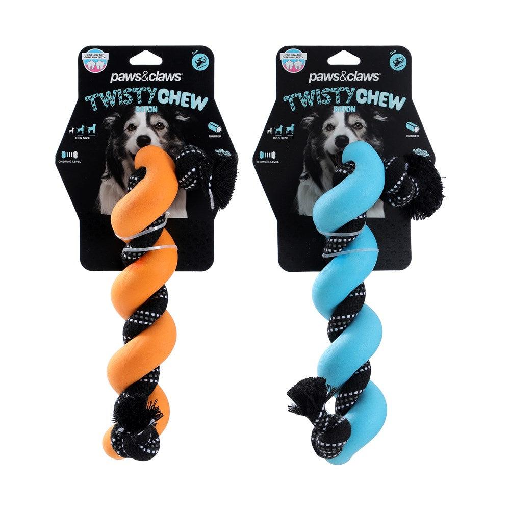 Twisty Chew Baton Dog Toy 27cm 2 Assorted Colours