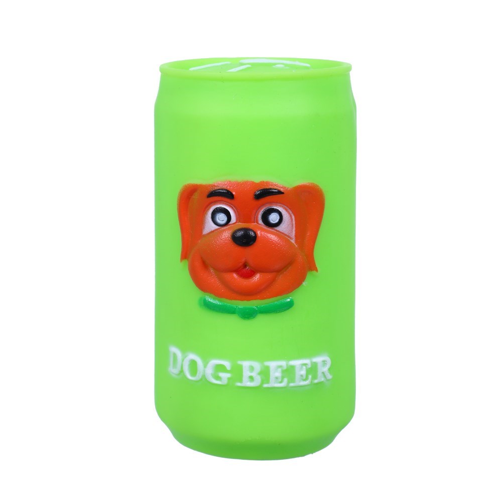 Beer Can Squeaker Dog Toy 11cm Assorted Colours