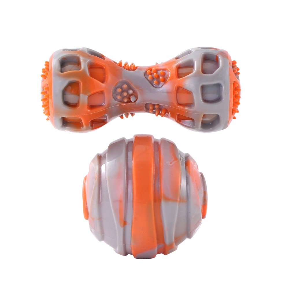 2 Pack Dental Duo TPR Ball and Baton Dog Toy