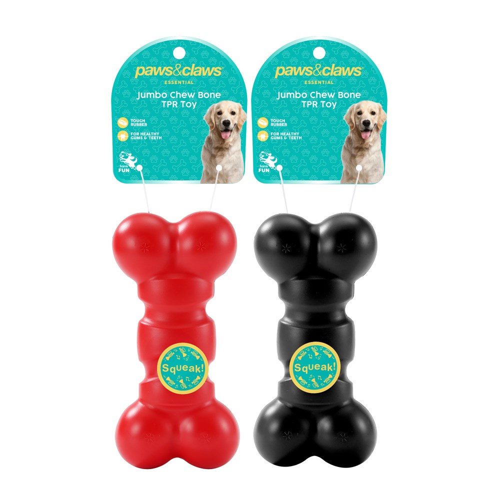Jumbo Chew Bone TPR Dog Toy 2 Assorted 17cm x 8.2cm