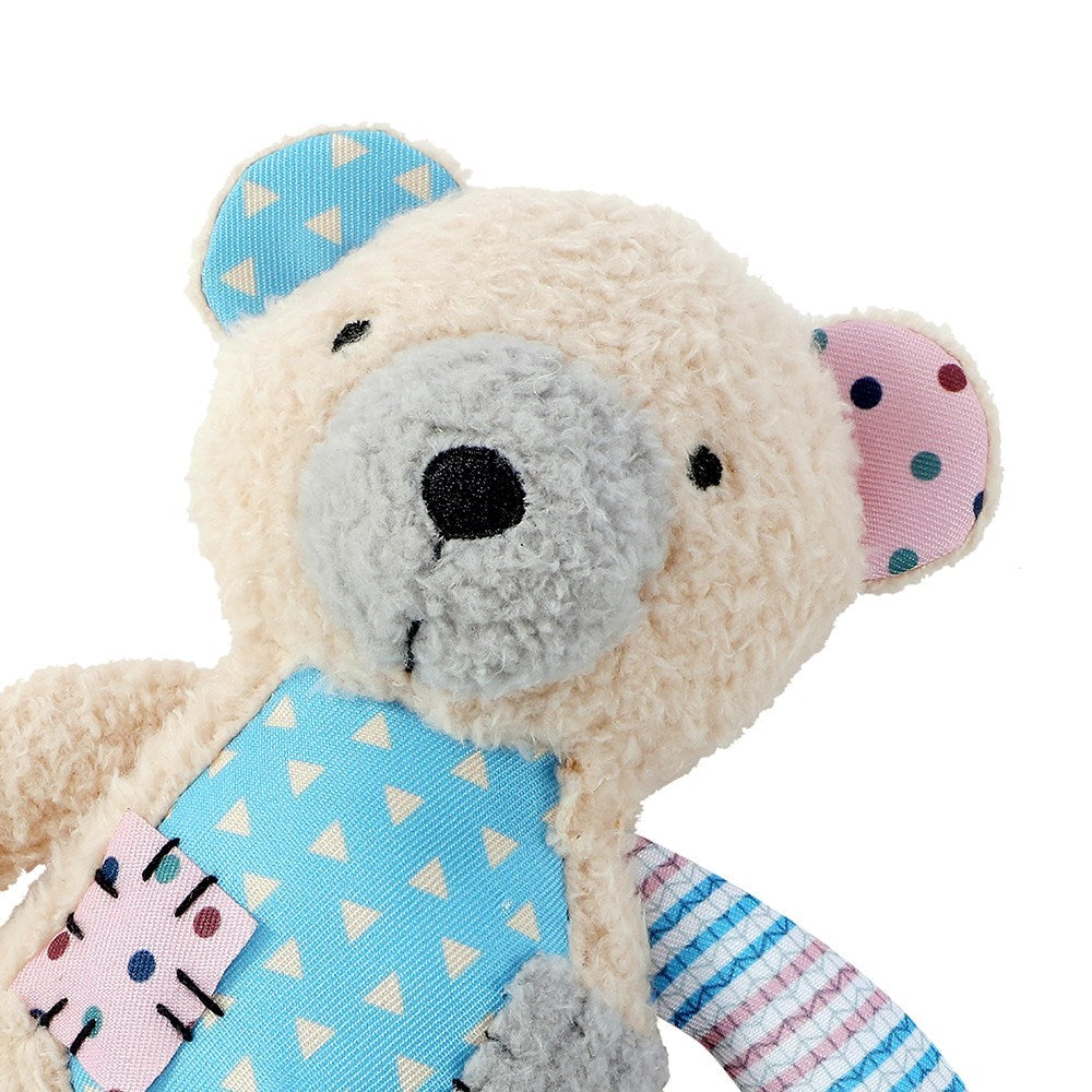 Patchy Pals Plush Bear Pet Toy with Rope