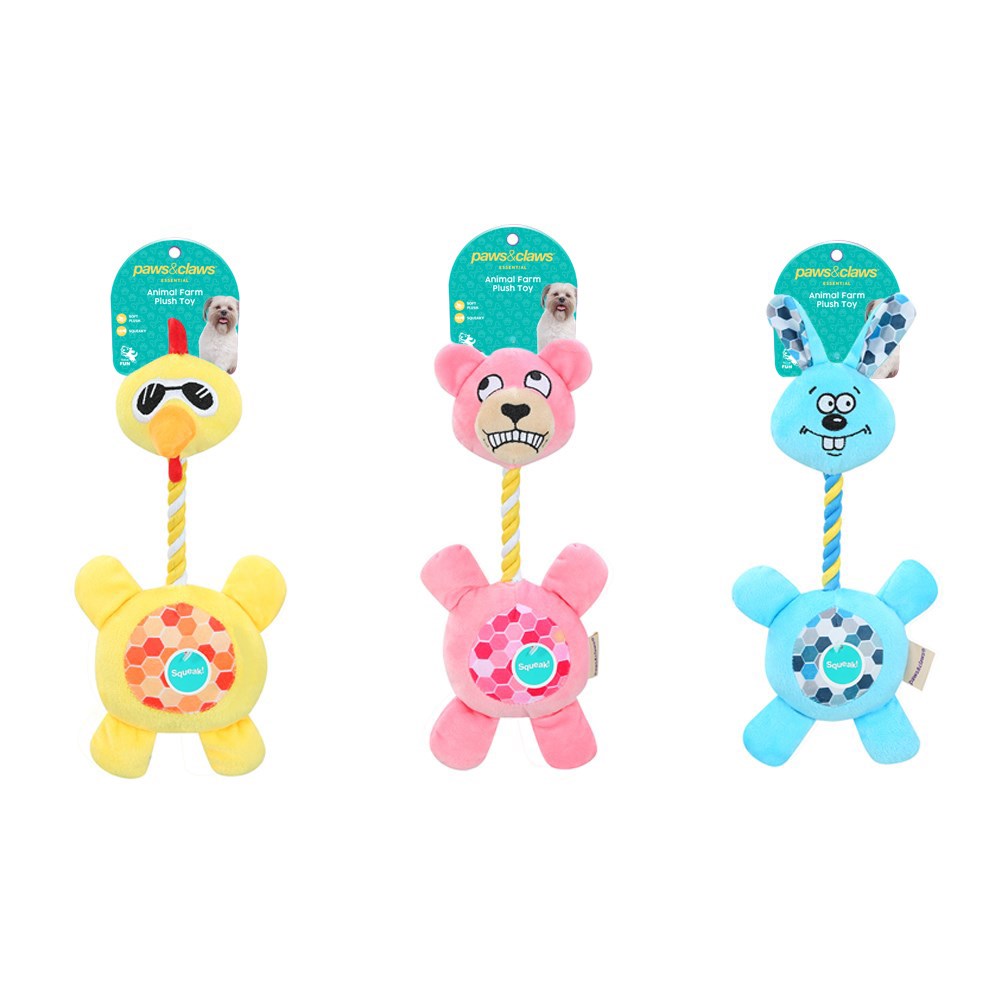 Plush Farm Animals With Squeaker Pet Toy