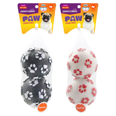 Paw Print Chew Ball - 2 Pack