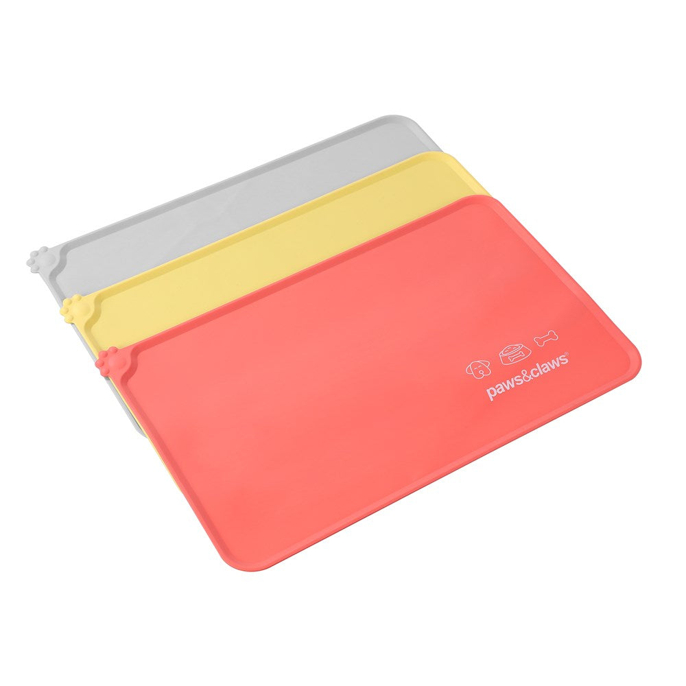 Pet Non-Slip Silicone Food Mat 47cm x 29.5cm 3 Pack Assorted