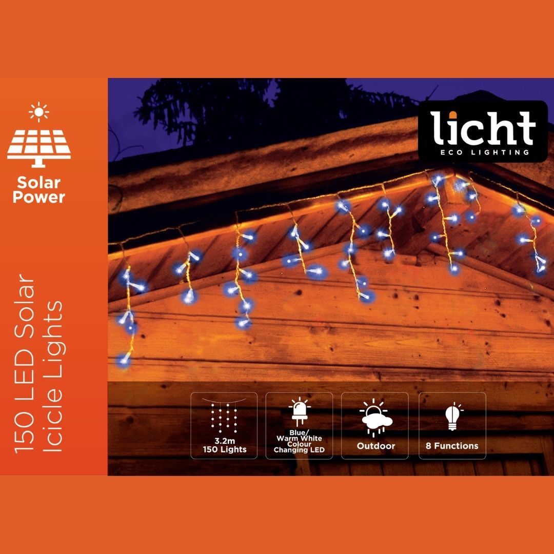 Solar Icicle Lights - 150 Lights