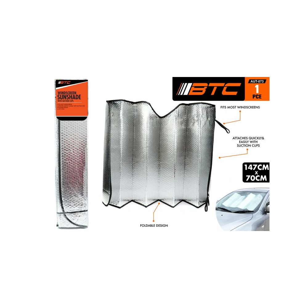 Front Windscreen Sun Shade with Suction Cups 147cm x 70cm